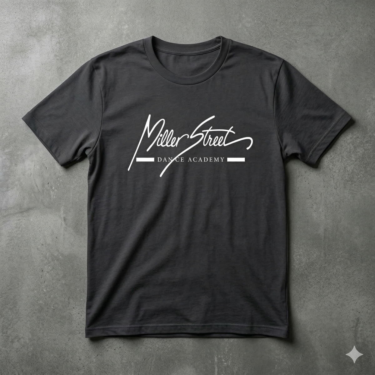MSDA charcoal t-shirt — flat product shot