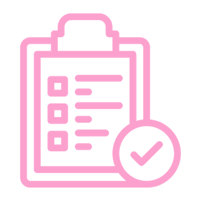 Pink check-in clipboard icon for Picture Week instructions